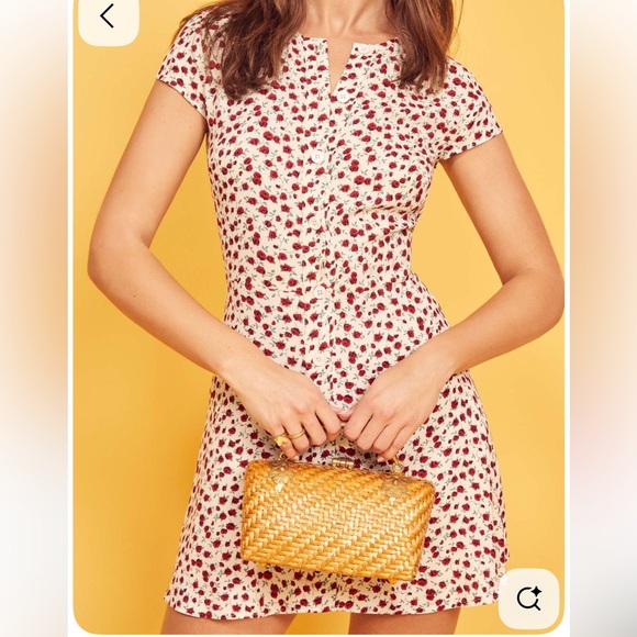 Reformation Vikki Rose Print Button Front Mini Dress in Size 4 - Picture 3 of 7